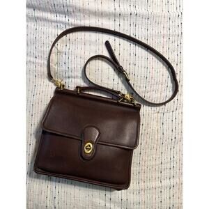 Vtg COACH #9927 Willis Flap Turnlock Messenger Shoulder Bag 90s Mahogany & Brass